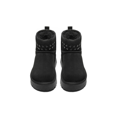 百丽撞色串珠雪地靴女2025冬新厚底加毛保暖休闲短靴B2967DD5