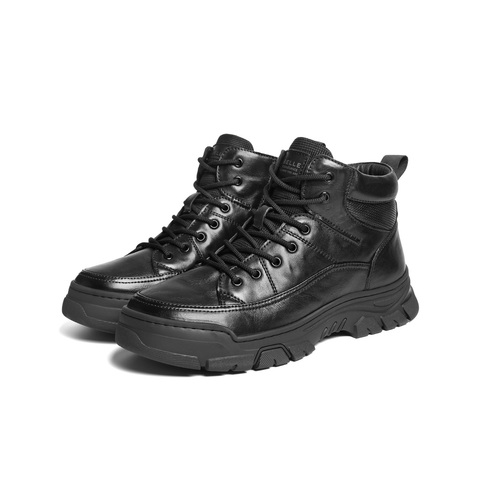 百丽高帮休闲皮靴男2025新款冬商场款牛皮革厚底保暖短靴8YA01DD5