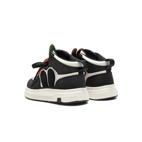 百丽撞色高帮板鞋女童2025冬新商场同款卡通饰扣休闲鞋V5118D85