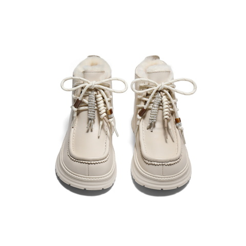 百丽时尚挂饰雪地靴女2025冬新商场同款厚底保暖休闲短靴E8S1DDD5