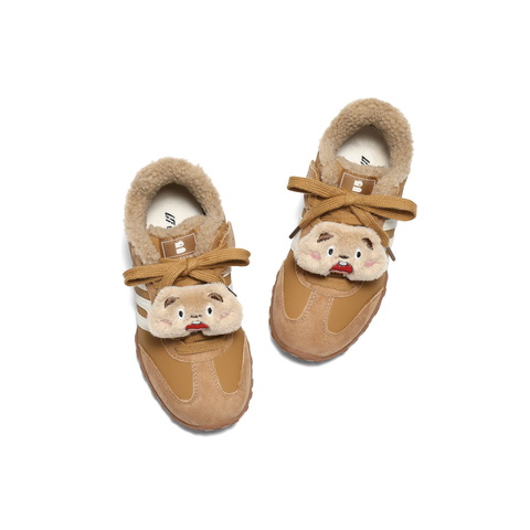 百丽撞色跑道阿甘德训鞋童鞋2025冬新商场同款加绒休闲鞋62623D85