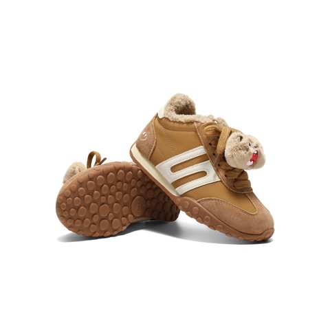 百丽撞色跑道阿甘德训鞋童鞋2025冬新商场同款加绒休闲鞋62623D85