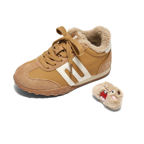 百丽撞色跑道阿甘德训鞋童鞋2025冬新商场同款加绒休闲鞋62623D85