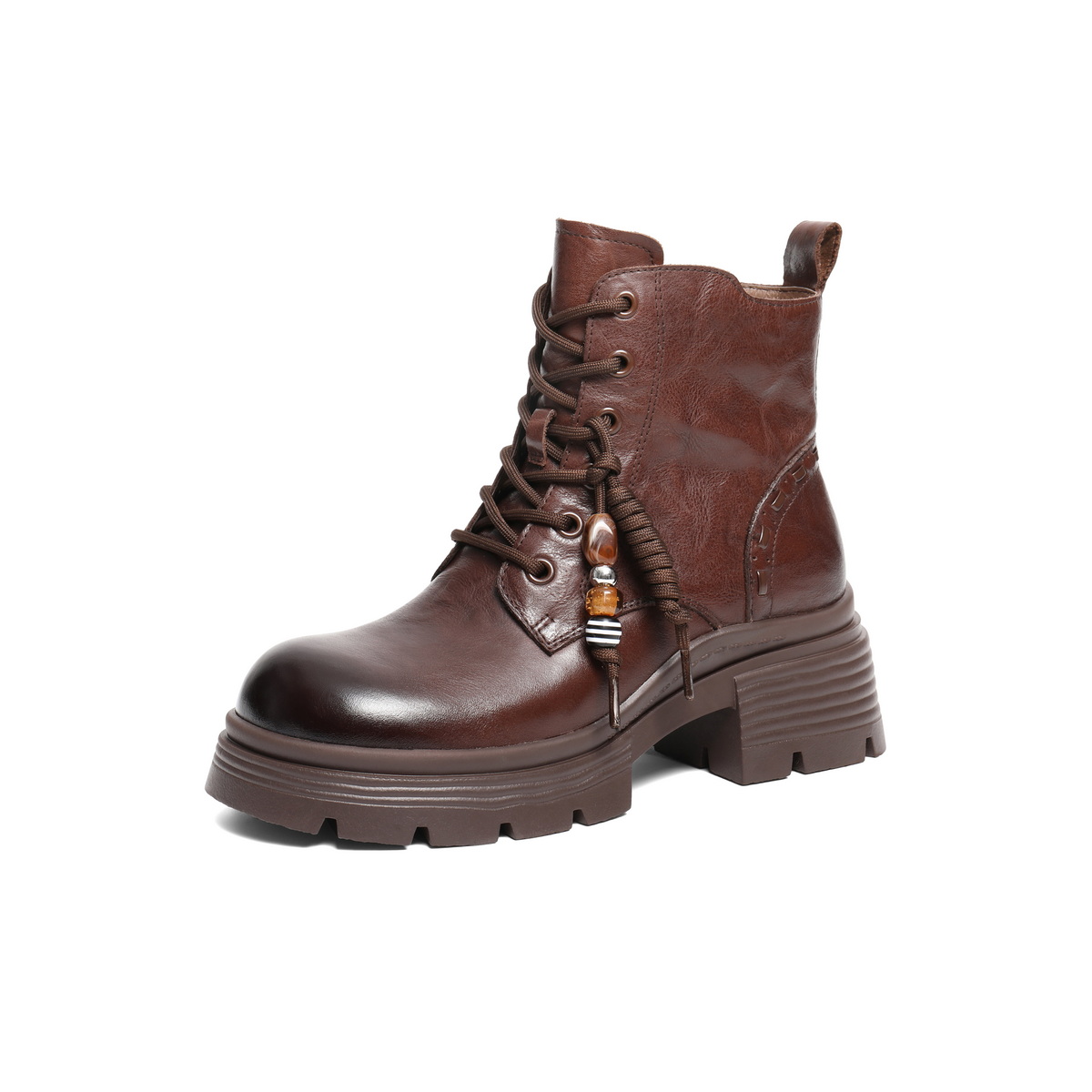 百丽厚底增高马丁靴女2025冬新商场同款真皮串珠时尚短靴F2T1DDD5