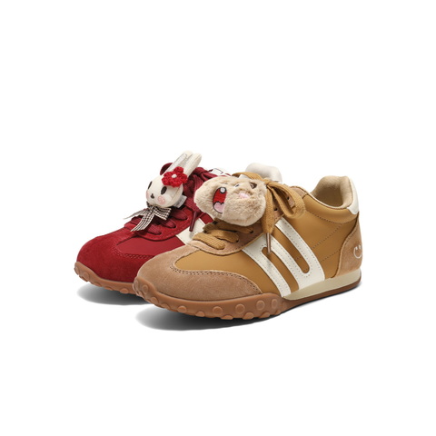 百丽撞色跑道阿甘德训鞋童鞋2025冬新商场同款加绒休闲鞋62623D85