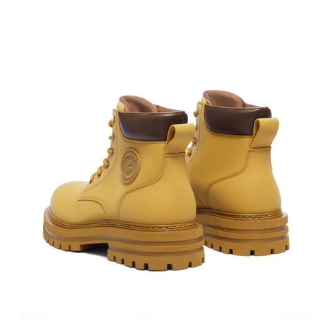 百丽户外高帮休闲靴男2025冬复古大黄靴马丁靴工装靴加绒7TW01DD5