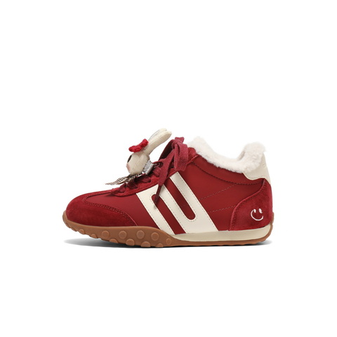 百丽撞色跑道阿甘德训鞋童鞋2025冬新商场同款加绒休闲鞋62623D85