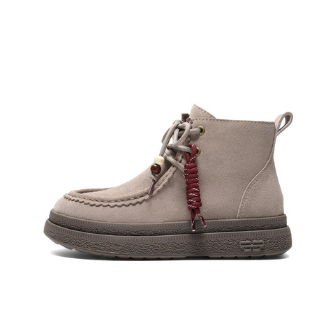 百丽复古时尚串珠休闲靴女2025冬新百搭舒适高帮休闲鞋B2968DD5