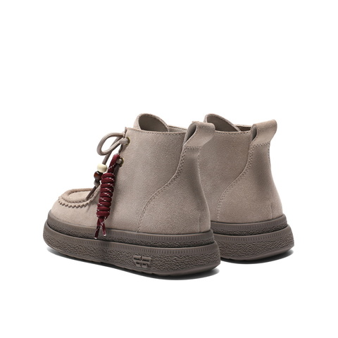 百丽复古时尚串珠休闲靴女2025冬新百搭舒适高帮休闲鞋B2968DD5