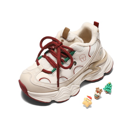 百丽时尚撞色厚底老爹鞋女童2025冬新商场同款童趣休闲鞋50603D85