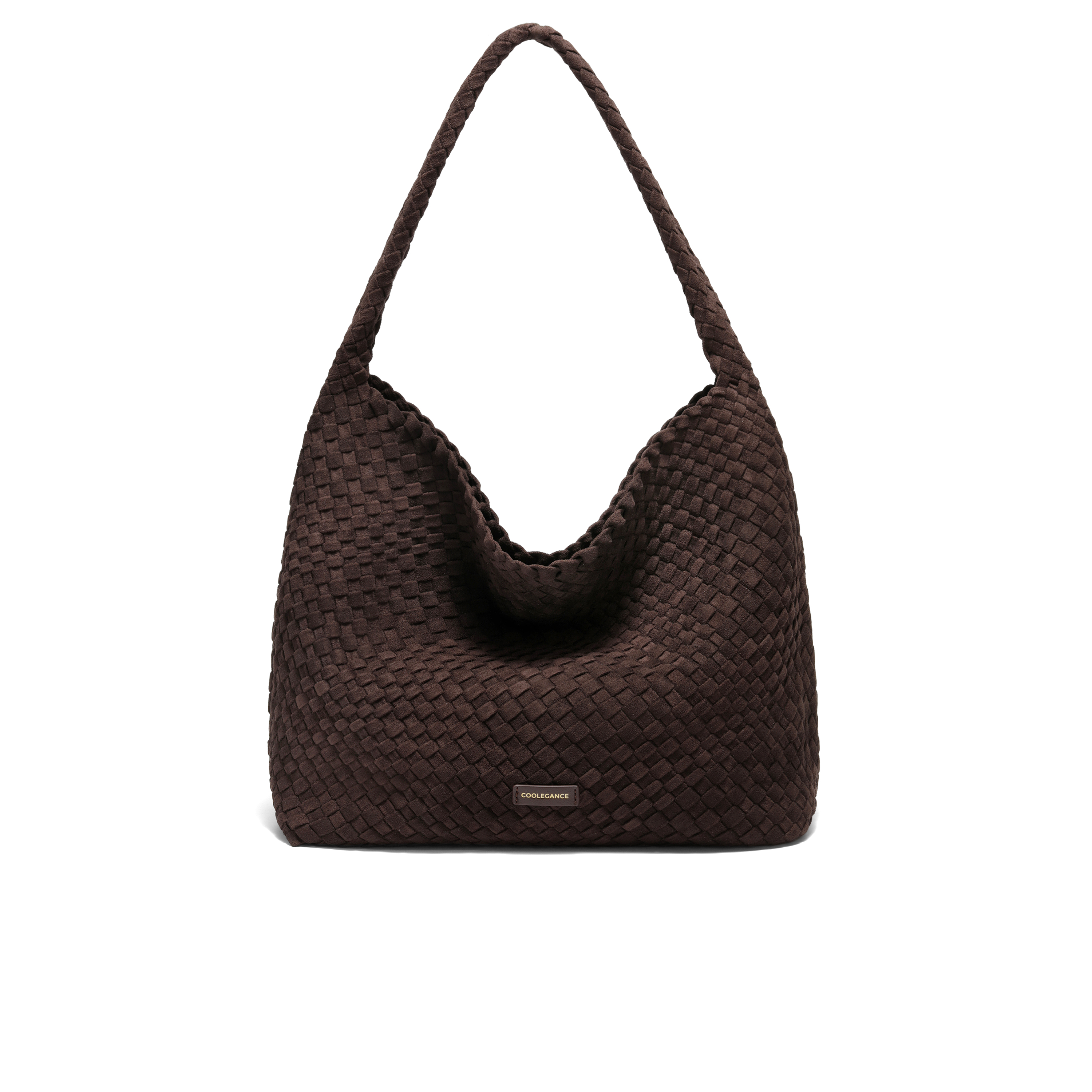 百丽包女25冬商场同款复古休闲绒面编织单肩hobo托特包JY186DX5