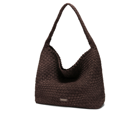 百丽包女25冬商场同款复古休闲绒面编织单肩hobo托特包JY186DX5