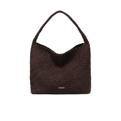 百丽包女25冬商场同款复古休闲绒面编织单肩hobo托特包JY186DX5