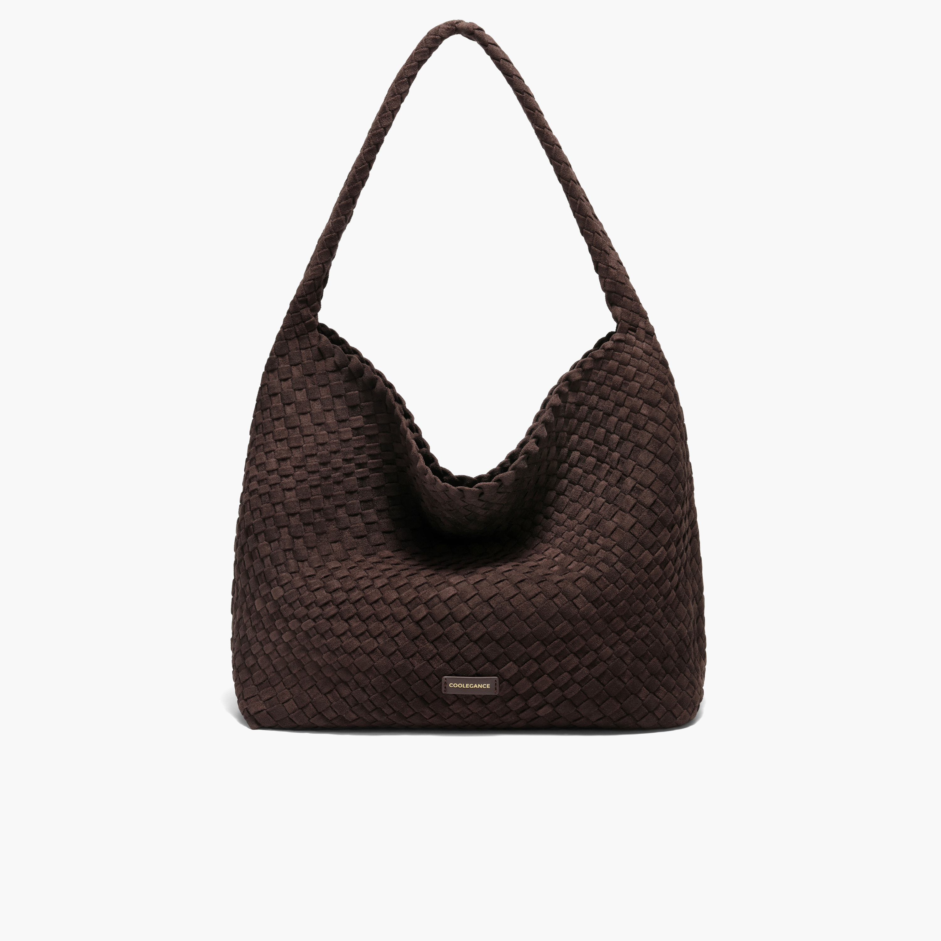 百丽包女25冬商场同款复古休闲绒面编织单肩hobo托特包JY186DX5