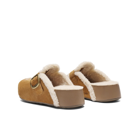 百丽SMILEY联名勃肯鞋女2025冬新厚底加毛可外穿毛毛拖鞋D8R2DDH5