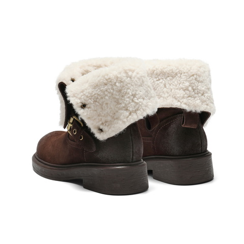 百丽复古潮流马丁靴女2025冬新商场同款按扣休闲短靴E7Z1DDZ5