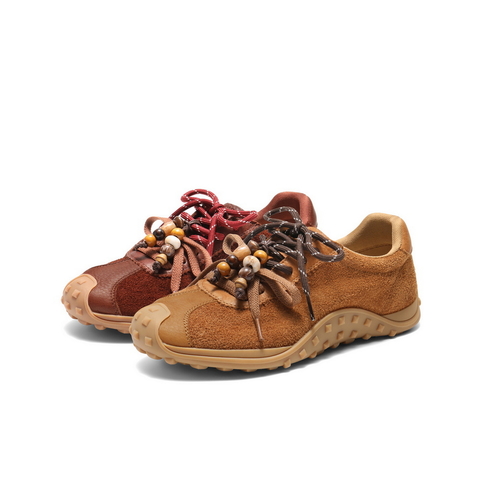 百丽复古风德训鞋女2025秋新双鞋带舒适薄底运动休闲鞋B2902CM5