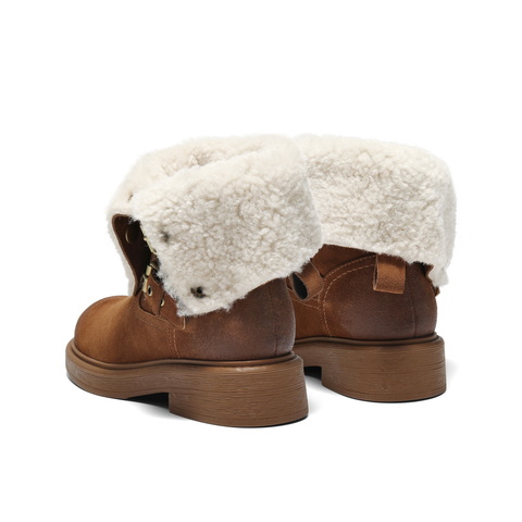 百丽复古潮流马丁靴女2025冬新商场同款按扣休闲短靴E7Z1DDZ5