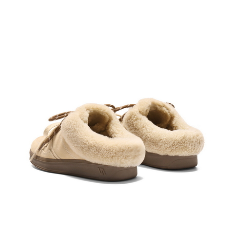 百丽双鞋带毛毛鞋女2025冬新商场同款加绒保暖外穿拖鞋E6E1DDH5