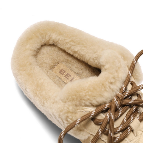 百丽双鞋带毛毛鞋女2025冬新商场同款加绒保暖外穿拖鞋E6E1DDH5