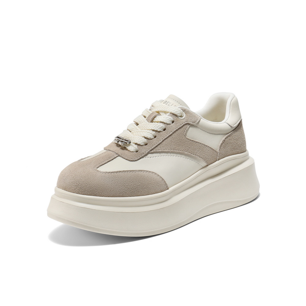 百丽时尚撞色百搭板鞋女2025秋新厚底增高休闲鞋B2756CM5