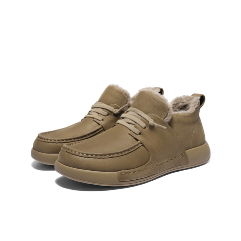 百丽高帮休闲工装鞋男2025新款冬商场款牛皮潮搭保暖短靴8WJ01DD5