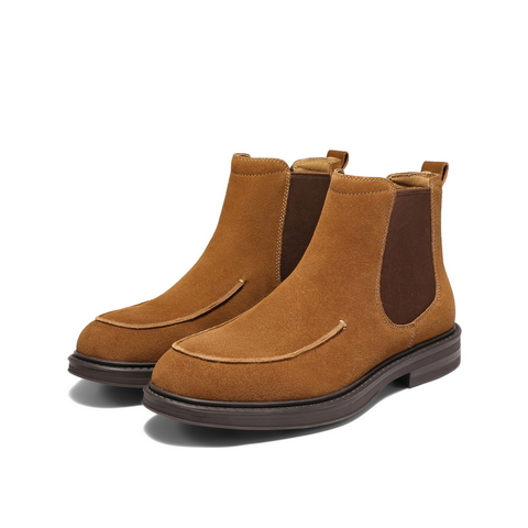 百丽时尚潮搭休闲靴男2025新款冬季户外短靴切尔西靴加绒A2174DD5