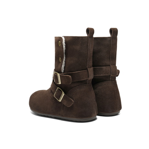 百丽复古双饰扣雪地靴女2025冬新内增高加毛保暖休闲中靴F3E1DDZ5