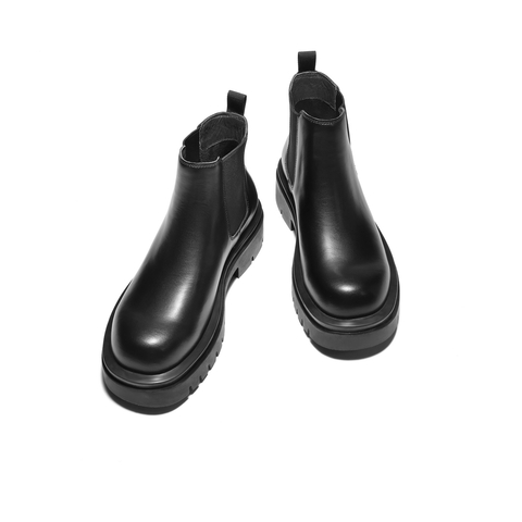 百丽厚底增高休闲靴男靴2025新款冬季时尚套筒切尔西靴A2286DD5