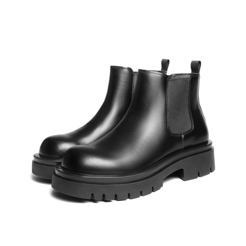 百丽厚底增高休闲靴男靴2025新款冬季时尚套筒切尔西靴A2286DD5