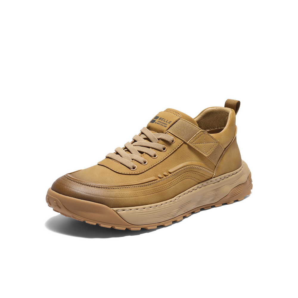 百丽户外休闲高帮工装鞋男2025新款冬季免系带厚底增高鞋A2172DM5