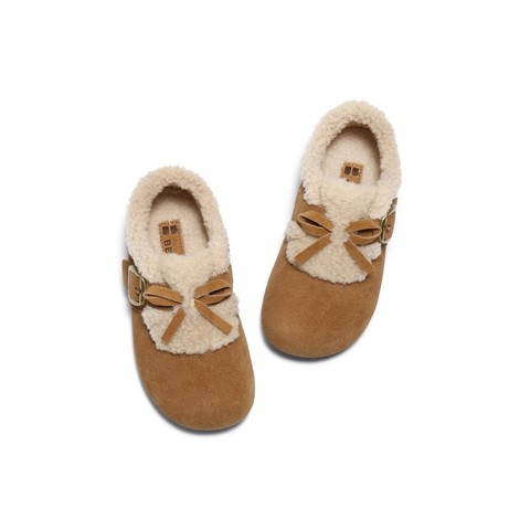 百丽复古毛毛吐司鞋童鞋2025冬新加毛保暖舒适休闲鞋84950D85