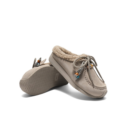 百丽复古串珠挂饰勃肯鞋女2025冬新内增高保暖包头拖鞋B2890DH5