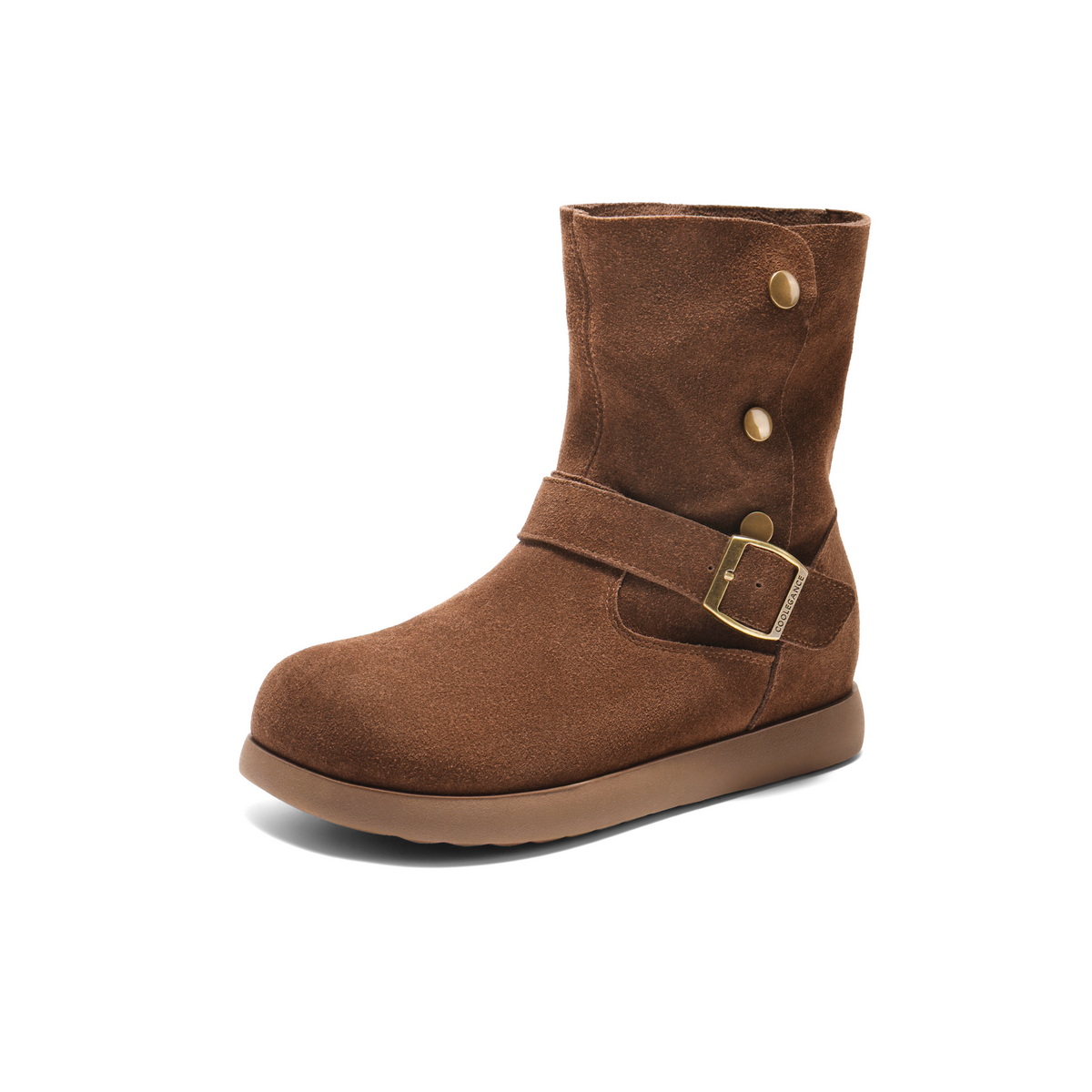 百丽复古绒面时装靴女2025冬新舒适薄底百搭休闲西部靴B2911DD5