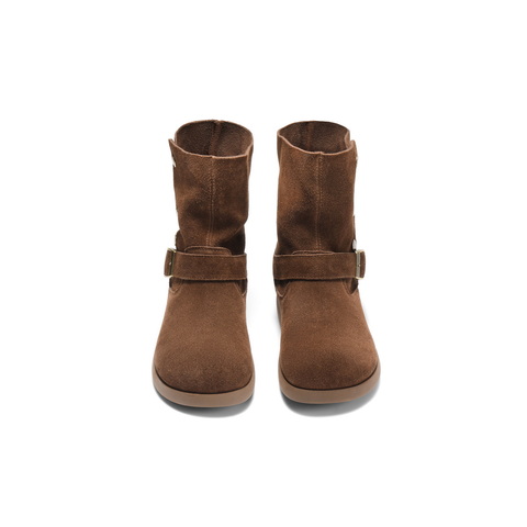 百丽复古绒面时装靴女2025冬新舒适薄底百搭休闲西部靴B2911DD5