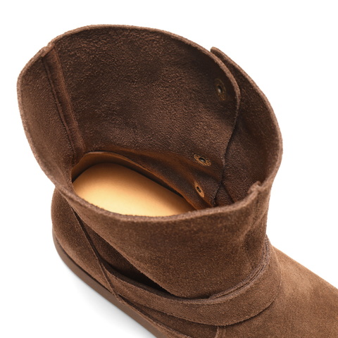 百丽复古绒面时装靴女2025冬新舒适薄底百搭休闲西部靴B2911DD5