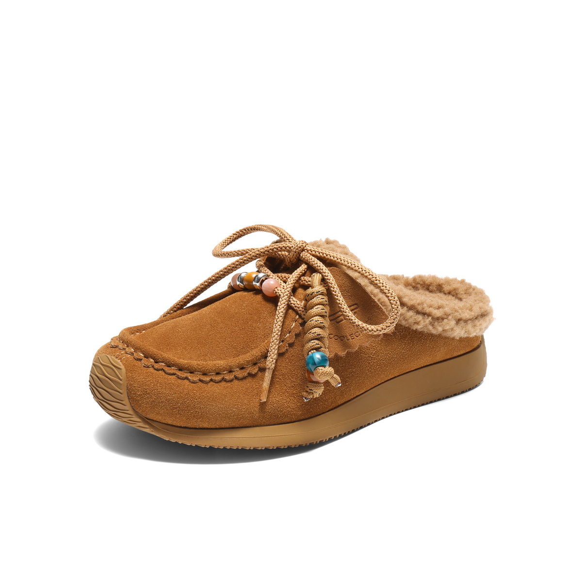 百丽复古串珠挂饰勃肯鞋女2025冬新内增高保暖包头拖鞋B2890DH5