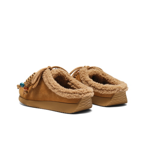 百丽复古串珠挂饰勃肯鞋女2025冬新内增高保暖包头拖鞋B2890DH5