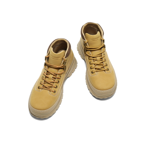 百丽高帮休闲工装靴男士2025新款冬厚底增高马丁靴加绒A2292DD5