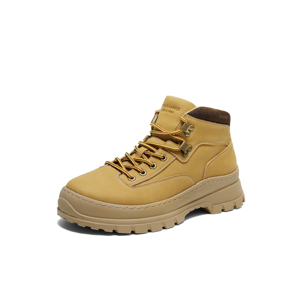 百丽高帮休闲工装靴男士2025新款冬厚底增高马丁靴加绒A2292DD5