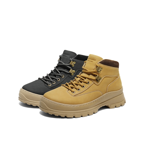 百丽高帮休闲工装靴男士2025新款冬厚底增高马丁靴加绒A2292DD5