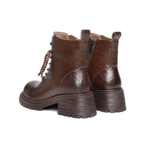 百丽编织绳马丁靴女2025冬新翘头复古短靴DY017DD5