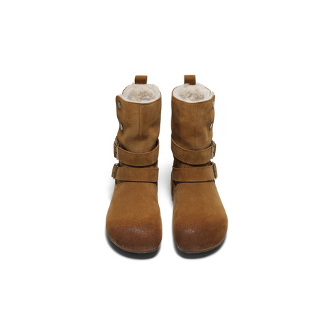 百丽复古双饰扣雪地靴女2025冬新内增高加毛保暖休闲中靴F3E1DDZ5