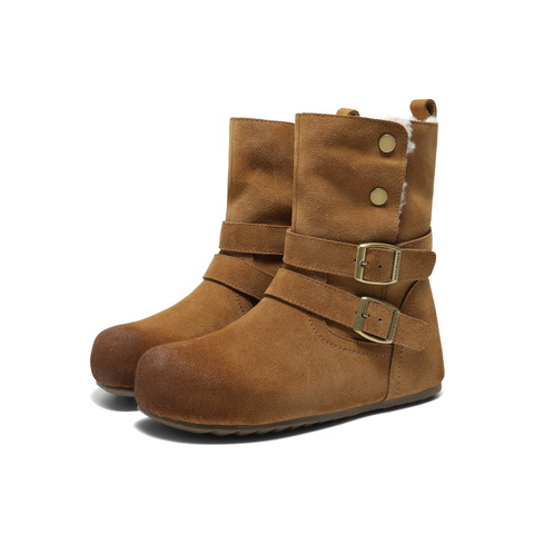 百丽复古双饰扣雪地靴女2025冬新内增高加毛保暖休闲中靴F3E1DDZ5