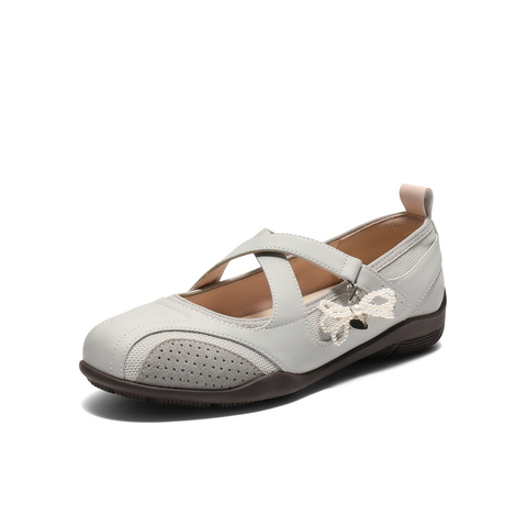 百丽交叉带休闲玛丽珍鞋女2025秋新舒适薄底浅口单鞋B2866CQ5