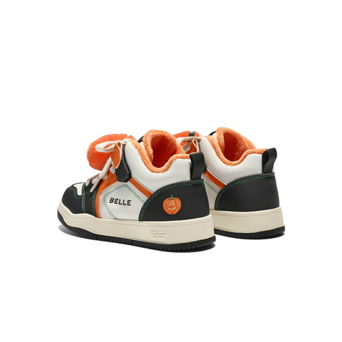 百丽时尚撞色高帮板鞋女童2025冬新商场同款绒毛球休闲鞋82130D85