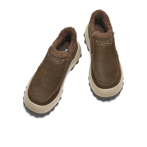 百丽套筒休闲雪地靴男2026新款春季牛皮厚底保暖靴东北靴A2285AD6