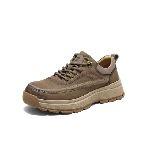 百丽厚底增高休闲鞋男2026新款春季牛皮革户外潮搭工装鞋A2281AM6