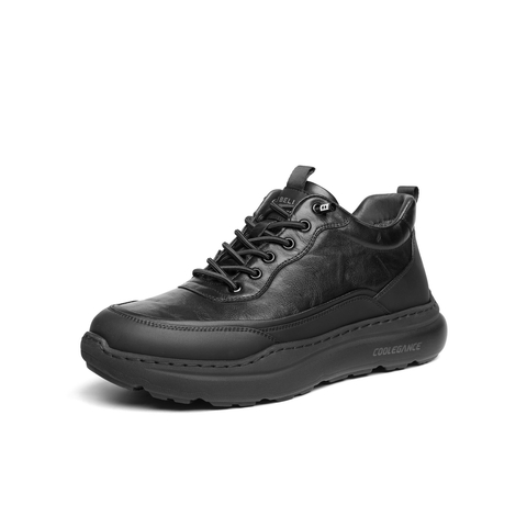 百丽高帮保暖健步鞋男2025新款秋季厚底户外休闲运动鞋A2320AD6