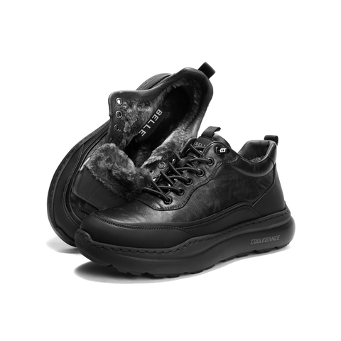 百丽高帮保暖健步鞋男2025新款秋季厚底户外休闲运动鞋A2320AD6